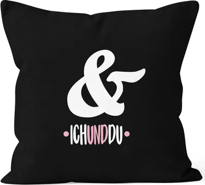 Produktbild von Kissen-Bezug Ich und Du Liebe Partnerschaft Valentinstag Geschenk Kissen-Hülle Deko-Kissen Baumwolle MoonWorks® schwarz unisize