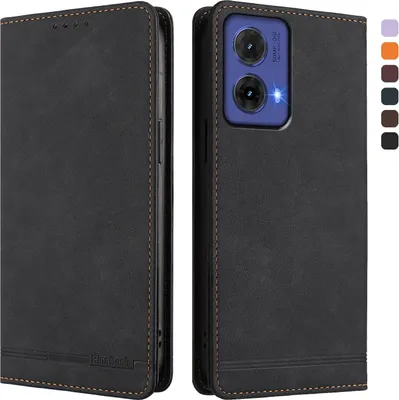 Obrázek produktu pro Pouzdro pro Motorola Edge 50 Fusion/Moto G85, retroPolyuretankožené flip pouzdro s stojánkem a přihrádkami na karty Černý