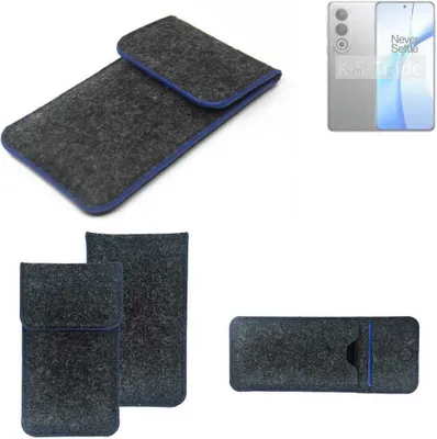 Produktbild von K-S-Trade Handy-Hülle Schutz-Hülle kompatibel mit OnePlus Nord CE4 Filztasche Pouch Tasche Case Sleeve Filzhülle dunkelgrau, blauer Rand