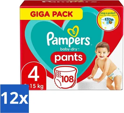Produktbild von Pampers Baby-Dry Pants – Windelhosen – Größe 4 (9–15 kg) – Komfortpassform – 108 Windeln - Vorteilspack - 12 Stücke