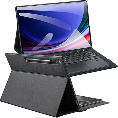 Produktbild von DUX DUCIS Tasche DK faltbar mit Wireless Tastatur mit Hintergrundbeleuchtung passend für SAMSUNG Tab S10 Ultra/S9 Ultra/S8 Ultra schwarz