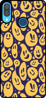 Produktbild von Smartphonica Telefon Fall geeignet für Huawei P20 Lite / Nova 3E mit Smiley Druck - TPU zurück Abdeckung Fall Emoji Design - lila gelb