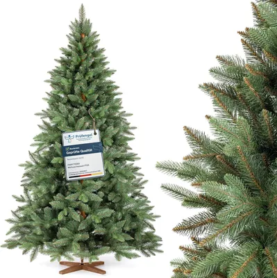 Produktbild von FAIRYTREES Weihnachtsbaum künstlich, Nordmanntanne Premium 220 cm, Naturgetreue Spritzguss Elemente,  EU