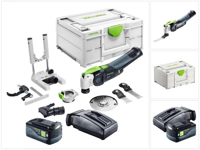 Produktbild von Festool VECTURO OSC 18 E-Basic Set Akku Oszillierer 18 V Starlock Max Brushless + 1x Akku 5,0 Ah + Ladegerät + 7 tlg. Zubehör Set + Systainer