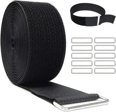 Image de Ruban velcro avec 25 attaches métalliques - découpable - 5 cm de large - 5 m de long - noir