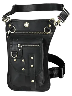 Immagine prodotto di Borsa da cintura in pelle da uomo, modello a sacchetto laterale, nera, dimensioni 17x3x28 cm
