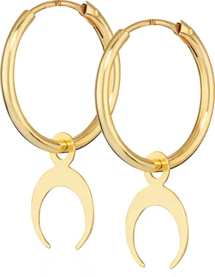 Produktbild von NKlaus Paar 12 mm Halbmond Creolen 333 Gelb Gold 8 Karat Mond Ohrringe Damen Ohrschmuck 14315