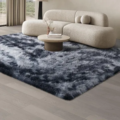 Immagine prodotto di Tappeto pelo lungo, colore grigio scuro, per soggiorno, dimensioni 140 x 200 cm