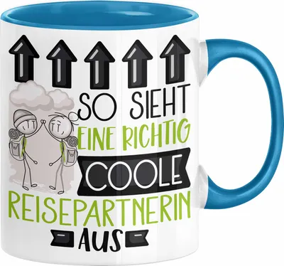 Produktbild von Reisepartnerin Geschenk Tasse Lustig Geschenkidee für Reisepartnerin Geburtstag So Sieht Eine Richtig Coole Reisepartnerin Aus Frauen Spruch (Blau)