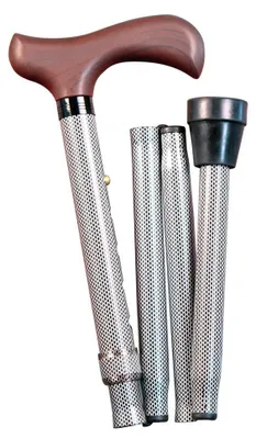 Imagen del producto de Bastón de aluminio, telescópico, plegable, en color negro y blanco