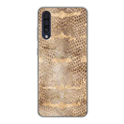 Produktbild von MuchoWow® Handyhülle Schutzhülle Hülle für Samsung Galaxy A30s Schlangendruck - Gold - Braun Silikon Softcase Handy Hülle - Karteninhaber