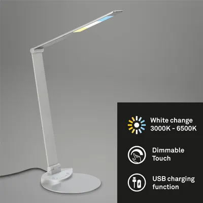 Image de BRILONER - Lampe de table LED réglable, Lampe de table LED orientable, Lampe de bureau Touch, Température de couleur réglable, Variable, Couleur argentée