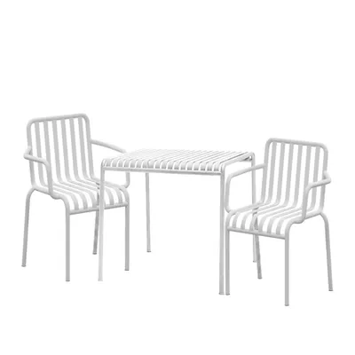 Produktbild von Gartenmöbel Set aus Eisen – 3er-Set (1 Tisch + 2 Stühle) – Balkon Terrasse Outdoor Bistro Sitzgruppe – Balkonmöbel Wetterfest – Weiß 70cm【BFZ6588】