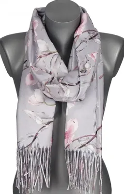 Produktbild von Versoli Damen Schal RC28-1 Blumen Grau Fransen