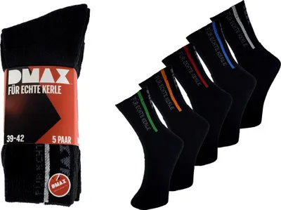 Produktbild von DMAX 10 Paar Allrounder Arbeitssocken, / Socken, Schwarz 39-42, Für echte Kerle