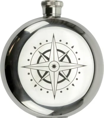 Produktbild von Hauser Flachmann Kompass Design, 150ml rund aus Edelstahl, poliert