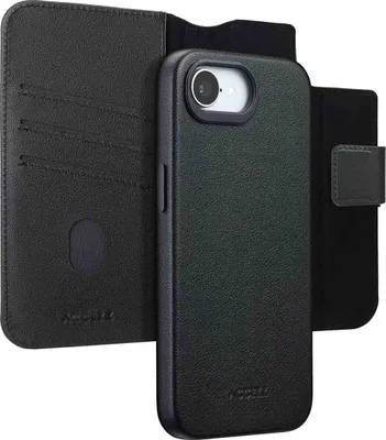 Productafbeelding van Accezz Leather Bookcase 2-in-1 met MagSafe voor de Apple iPhone 17e / 16e - Onyx Black