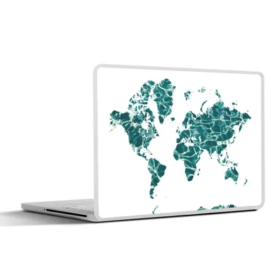 Produktbild von MuchoWow® Laptop Aufkleber Sticker Cover Weltkarte - Meer - Weiß 31x22.5 cm - Laptop-Deko