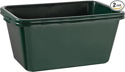 Produktbild von 2X Wildwanne Futterwanne 65 Liter Wanne lebensmittelecht HDPE Kunststoff - 2 Stück 65l Kunststoffwanne Plastikwanne grün, eckig, robust - als Hundewanne oder Pferdetränke geeignet