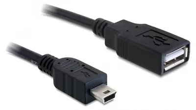 Zdjęcie produktu dla DeLOCK 82905, 0,5 m, USB A, Mini-USB B, USB 2.0, Męska/Męska, Czarny