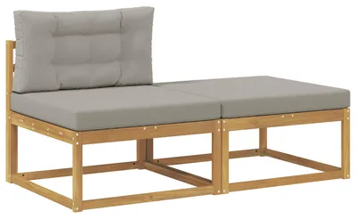 Image de 2 Pièce Pouf d'Extérieur Polyester Blanc