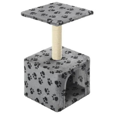 Image de Arbre à chat avec griffoirs en sisal 55 cm Gris Motif de pattes