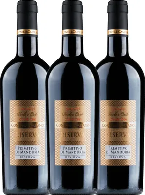 Produktbild von 3er Vorteils-Weinpaket - Primitivo di Manduria Riserva DOC - Conte di Campiano