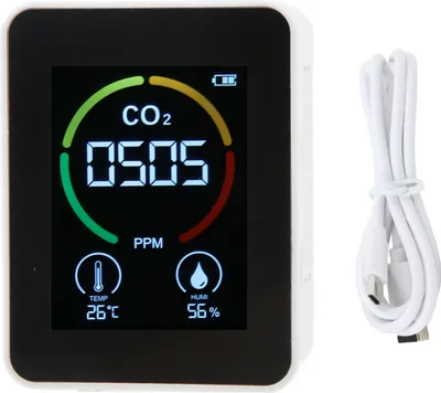 Produktbild von CO2-Detektor, Kohlendioxid-Monitor, Infrarot-Luftqualitätsmonitor, Sensordetektor mit Temperatur-Feuchtigkeitserkennung, Weiß