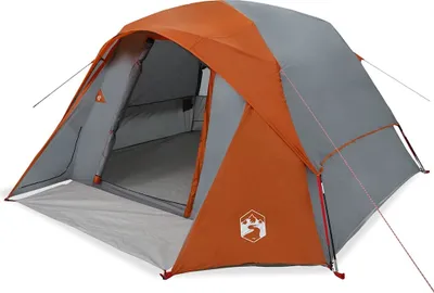 Image de vidaXL Tente familiale pour 6 personnes grise et orange étanche à l'eau