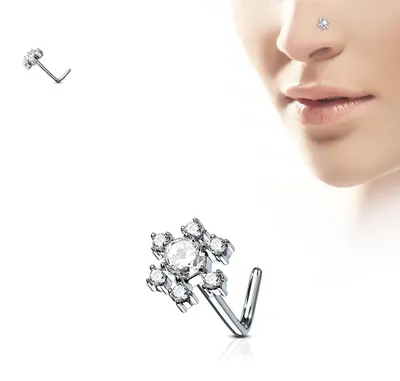 Produktbild von Nasenpiercing Stecker Zirkonia Blume Weiß