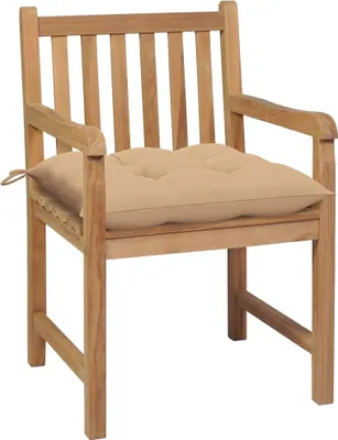 Productafbeelding van vidaXL Tuinstoelen, 2 stuks, met beige kussens, massief teakhout