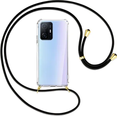 Produktbild von Handykette Backcover-Schutzhülle mit Band (Metall goldfarben) für Xiaomi Mi 11T - schwarz