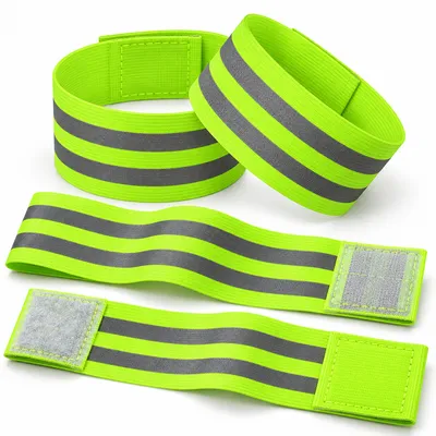 Produktbild von PRECORN Reflektorband Kinder 4er Set 33 x 5 cm Neon – Reflektierende Armbänder mit Klett für Schulweg, Joggen & Fahrrad
