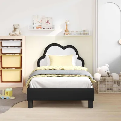 Produktbild von "im Sonderangebot"Kinderbettgestell - CLORIS - Einzelbett - mit Kopfteil Schwarz 80 x 160 cm - Einfache Montage - Polyurethan- DEMöbel7542912
