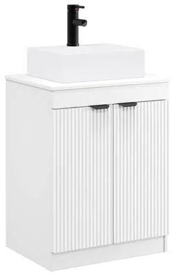 Image de vidaXL Ensemble de meubles de salle de bain, blanc, en matériau composite bois