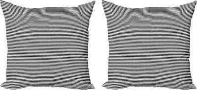 Produktbild von ABAKUHAUS Streifen Kissenbezug Set (2Stück), Abstrakte geometrische Symmetric Simplistic Monochrom Moderne Kunst Illustration, 50 x 50 cm, Schwarz und weiß