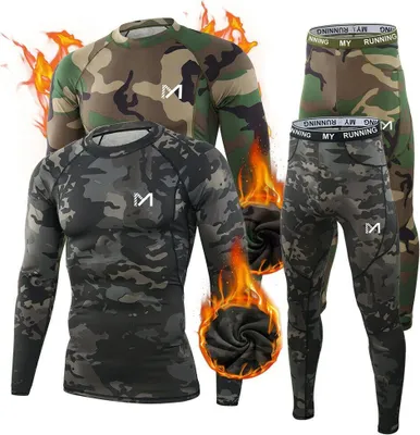 Obrázek produktu pro Pánské funkční prádlo sada spodního prádla sada prodyšného sportovního prádla, základní vrstva sada kompresních kalhot vesta jungle green XL