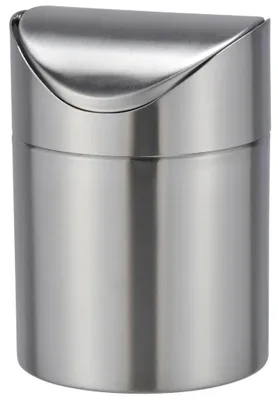 Produktbild von Bambelaa! Tischmülleimer Tischabfalleimer Abfallbehälter Küchenabfalleimer Edelstahl Schwingdeckel 12cm Durchmesser ca.16,5 cm hoch