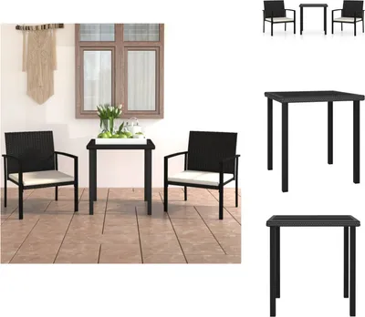 Produktbild von vidaXL 3-tlg. Garten-Essgruppe Poly Rattan Schwarz -  Gartenmöbel-Sets