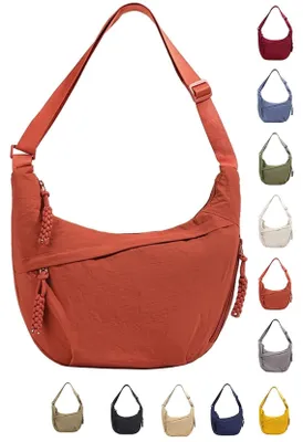 Image de Omgoods - Sac bandoulière demi-lune en nylon avec bandoulière réglable