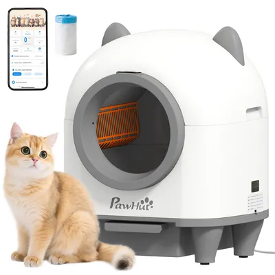 Productafbeelding van Zelfreinigende kattenbak met app-bediening, 80 liter inhoud, geurverwijdering, geschikt voor meerdere katten