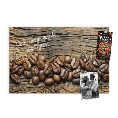 Produktbild von Magnettafel 60x40cm Pinnwand Whiteboard beschreibbar - Kaffeebohnen Holz