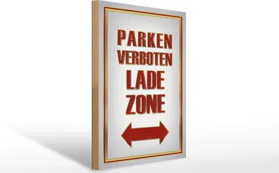Produktbild von Holzschild  Parken verboten Ladezone, 40x30 cm, Holzschilder Achtung Fahrzeuge