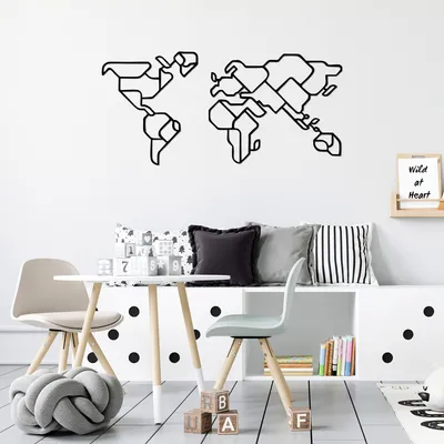 Immagine prodotto di Wallity, World- SKL2432, Nero, Altre decorazioni per la casa, 120 x 56 cm, 100% metallo (Spessore: 1