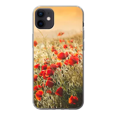 Produktbild von MuchoWow® Handyhülle Schutzhülle Hülle für iPhone 12 mini Sonnenstrahlen über einem Mohnblumenstrauß Silikon Softcase Handy Hülle - Bild