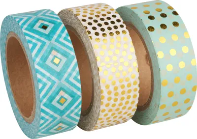 Produktbild von Rayher Washi Tape Set Mint Gold Folie 3 Rollen 15 mm x 10 m Bastelband