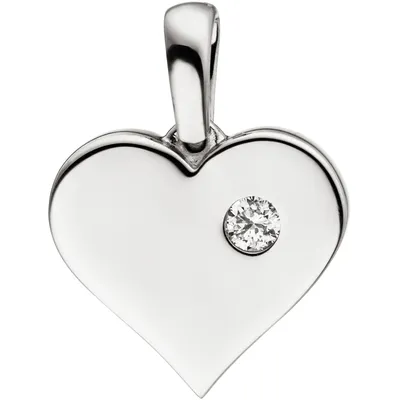 Produktbild von JOBO Anhänger Herz 585 Gold Weißgold 1 Diamant Brillant Herzanhänger