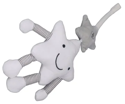 Imagen del producto de Móvil para cuna de bebé con campanilla, suave peluche y un adorable juguete colgante con forma de estrella de cinco puntas en blanco, ideal para coches y cunas