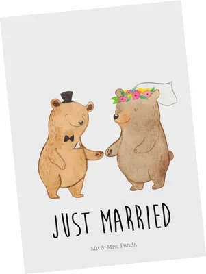 Produktbild von Mr. & Mrs. Panda Postkarte Bären Heirat - Weiß - Geschenk, Hochzeitsgeschenk, Ansichtskarten, Grußkarte, Hochzeit, Trauung, Hochzeitstag, Zur, Ansichtskarte, Postkarten