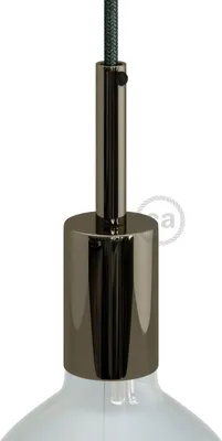 Image de Kit Creative-Cables pour douille E27 cylindrique en métal avec serre-câble de 7 cm - Noir perle